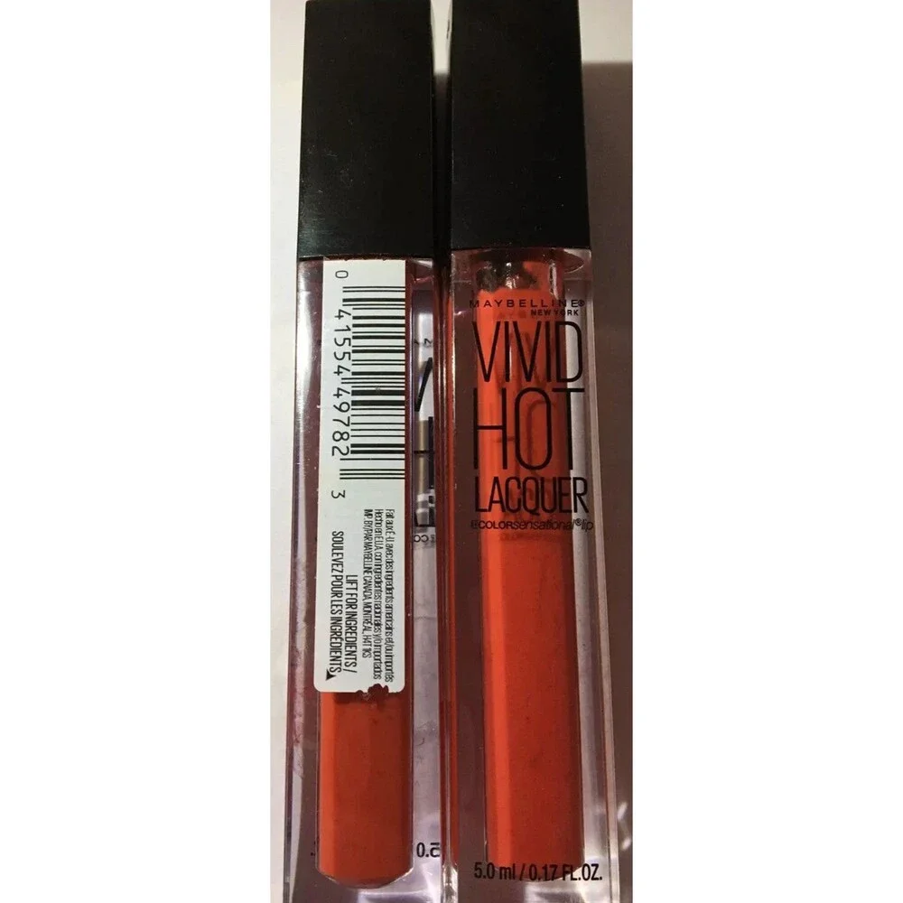 Maybelline Vivid Hot Lacquer Red Lip gloss #70 So Hot . Shine New Lips